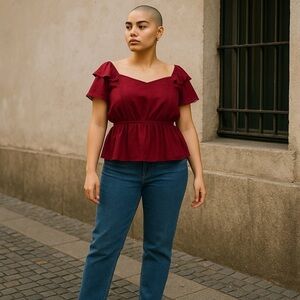 ❄️ Cato | Plus Size Tie Back Peplum Top Various Sizes Available